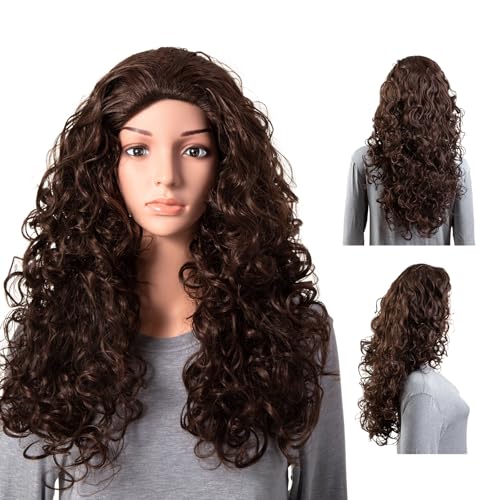 Onedor Long Hair Curly Wavy Full Head Halloween Wigs Cosplay Costume Party Hairpiece (6#-Chestnut Brown) - color: 6#-Chestnut Brown