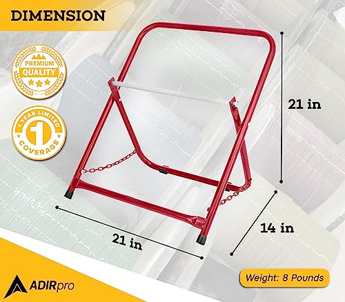 AdirPro Single Axle Cable Reel Caddy | Industrial Steel Wire Dispenser with Adjustable Spindle | Holds Reels Up to 20 in Diameter & 100 lb | Portable Design | Red - color: Red