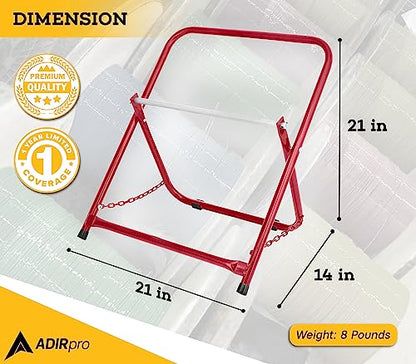 AdirPro Single Axle Cable Reel Caddy | Industrial Steel Wire Dispenser with Adjustable Spindle | Holds Reels Up to 20 in Diameter & 100 lb | Portable Design | Red - color: Red