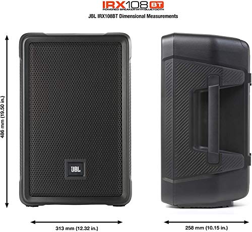 JBL Professional IRX108BT Powered PA Speaker, Portable Loudspeaker with Bluetooth, 8 Inch Woofer, 1300 Watt, Mobile DJ, Musicians, Small Venues, Ceremonies and Sports Events, Black - size: 8", style: Two Way Speakers