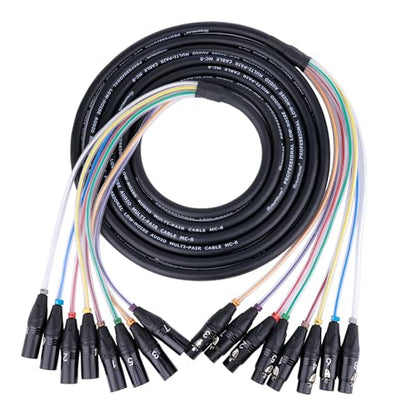 Toronce 8 Channel Professional Multi-Media Snake Cable 8 Pairs Male to Female 3 Pin XLR Balanced Audio Extension Cable (15Feet) - size: 8-Channel _15Ft