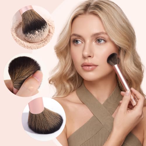 MAANGE 13 Pcs Makeup Brush Set, Premium Synthetic Makeup Brushes Kit for Foundation, Powder, Blush, Contour & Eyeshadow Makeup Tools with Beauty Sponge (Titanium Gold) - color: Titanium Gold