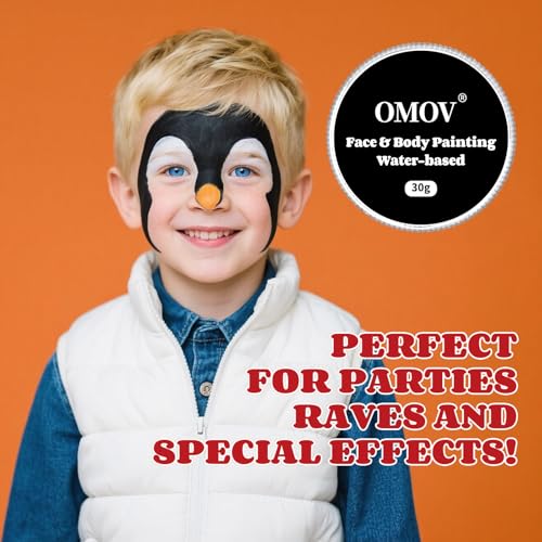 Black Face Paint 30g (1oz) Non-Toxic,Water Activated Face Painting Kit for Kids Adults,SFX Makeup Facepaint Palette for Halloween vampire,Cosplay,Theater Party,Clown Joker Special Effects Costume - color: Black-30g