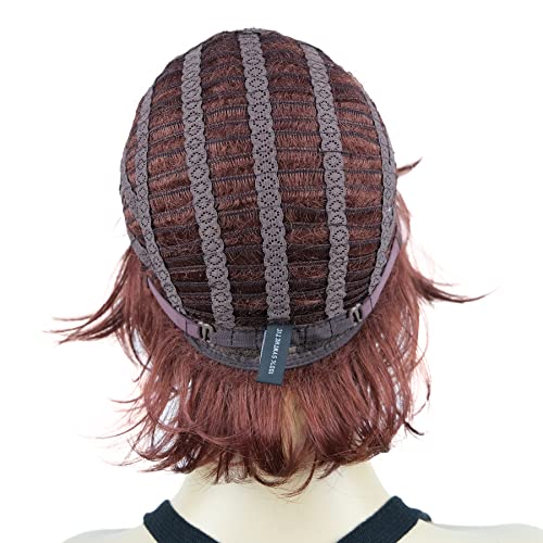 Lydell Short Layered Shaggy Wavy Full Synthetic Wigs (131 Burgundy Red) - color: #131 Burgundy Red