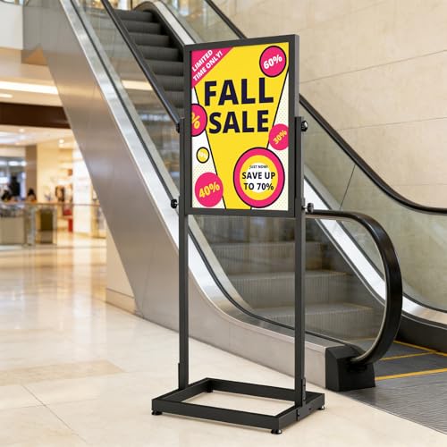 Sign Holder Floor Stand, 18x24 Inch Heavy Duty Pedestal Poster Banner Stand for Display, Metal Floor Standing Display - Double Sided Poster Stand for Business, Office, Trade Show, Mall Advertising