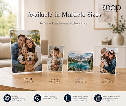 Set of 12 Snap - 4"x6" Clear Acrylic Self Standing Photo Frames - Perfect for Showcasing Memories in Style - Versatile and Durable Design for Home or Office Décor - Rectangular TableTop - Single Picture Frame