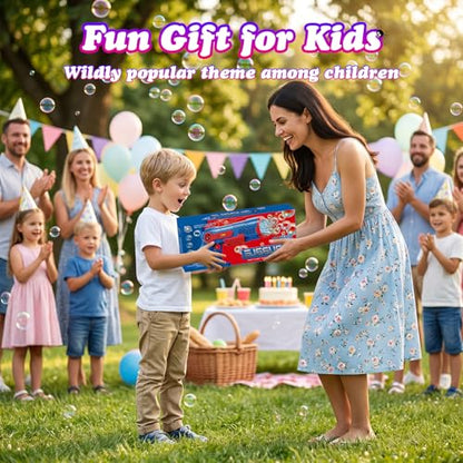 PANACARE Automatic Bubble Gun for Kids,Bubble Gun with 10000+ Bubbles/Min /10 Bubble Holes/LED Light, Bubble Machine Gift for Garden, Party, Wedding, Best Gifts idea (Blue)