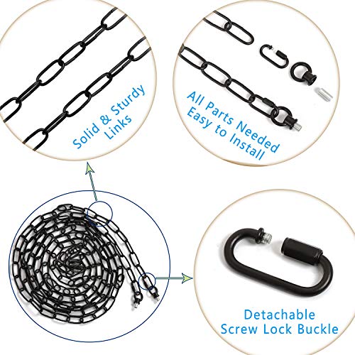 2 Pack 15ft Heavy Duty Chain for Light Fixture, Pendant Light Extra Chain Permits Installation of Chain-Hung Fixtures on High Ceilings with Max Fixture Weight of 65 Pounds, Black, L0016 - color: Black 15 Ft Chain (2 Pack)