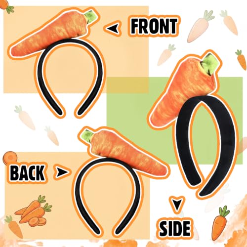 Knitgrip 2 Pcs Pickle Headband Funny Costume Accessories,Carrot | Carrot Hats for Adults Women, Halloween Party Dress Up, Novelty Headwear for Theme Events, Realistic Green Veggie Design - style: Carrot