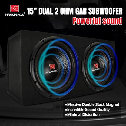 H YANKA BSC-15-2 15 Inch Subwoofer - 1300W MAX Power 15 Inch Paper Cone Subwoofer Car Audio, Black Iron Basket, 2.5“ Dual Voice Coil 2 Ohm Impedance 15 Sub for Cars - size: 15" Dual 2 Ohm
