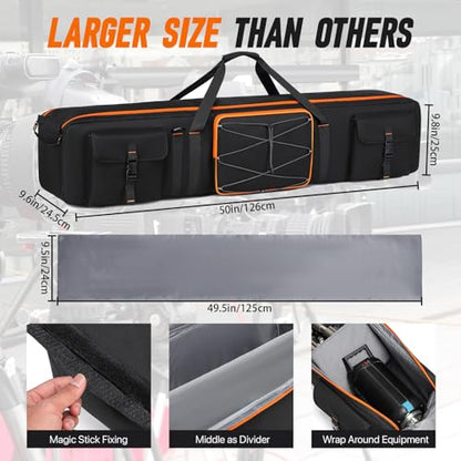 Tripod Carrying Case,50 Inch Tripod Light Stand and Photography Lighting Kit Bag,Photo Studio Equipment Large Carrying Bag with Removable Padding,for Tripods,Monopods,Speaker Stands,Mic Stand - size: 50*9.8*9.6in