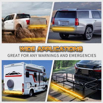 XRIDONSEN 48 inch 288 LED Tailgate Strobe Lights Amber Emergency Lights | Front/Rear Flashing Warning Hazard Caution Safety Light Strip for Tow Plow Trucks Construction Vehicles Pickup Trailer - color: Amber