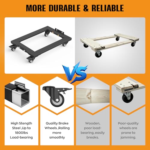 IMAYCC Furniture Moving Dolly 1800LBS, Heavy Duty Dolly cart with Wheels, Reinforced Steel Frame Moving Dolly 4 Wheels with Brake 23.4" x 15.7" Furniture Dolly - size: 1 Pack