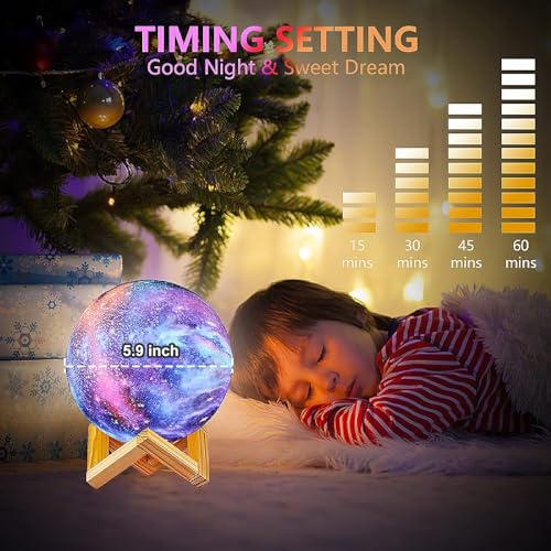 Moon Lamp Kids Night Light Galaxy Lamp - 16 Colors Moon Light with Wood Stand Remote & Touch Control USB Rechargeable Gift for Girls Lover Birthday - 5.9 inch - size: 5.9 inch