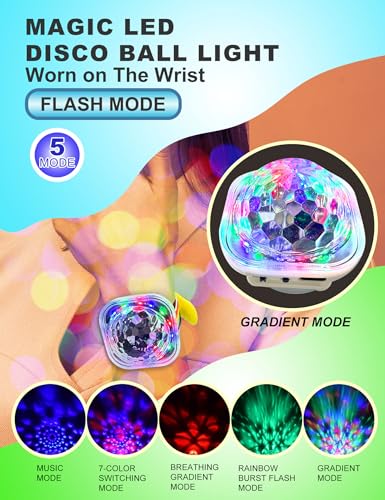 JICASTO Magic LED Disco Ball Light, Chargeable Portable Car Disco Ball Light Worn on The Wrist, Mini Sound Activated DJ Lights for Dance Parties, Bars & Karaoke - color: Yellow