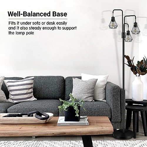BoostArea Industrial Floor Lamp,Metal Diamond Lampshade,Modern Stand Up Lamp with 3 Light, Bulbs Not Included,Simple Design Floor Lamp for Bedroom, Living Room, Office, Kids Room, Reading - color: Diamond