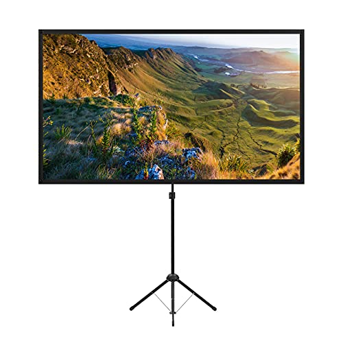 Projector Screen with Stand, 100 Inch Outdoor Projection Screen 16:9 and Tripod Stand, Portable Projector Screen, 1.2 Gain, Lightweight and Compact, Easy Setup, Idea for Home Cinema, Backyard Party. - size: 100 inch