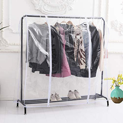 Ruibo Clear Garment Rack Cover Dustproof Clothes Rack Cover with 2 Durable Zipper/Clothing Waterproof Protector (L:71x20x60 inch) - size: L/71x20x60 inch