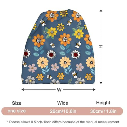Art Owl Women's Slouchy Beanie Hat Cute Turban Hats Cancer Headwear Caps Baggy Skull Sleep Scarf - color: Cartoon Bee Flower