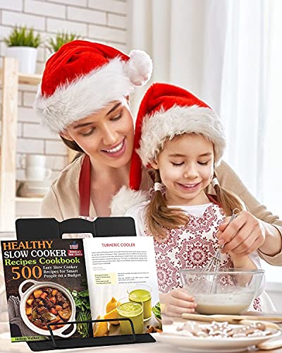 MSDADA 1PC Desk Book Stand Metal Reading Rest Book Holder, Cookbook Holder | Adjustable Documents Holder Portable Sturdy Bookstands for Recipes Textbooks Tablet Music Books with Page Clips (Black) - color: Black
