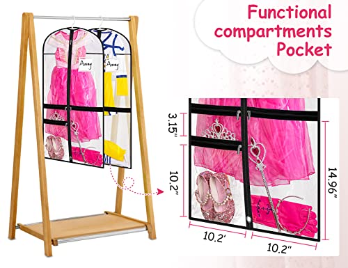 Clear Dance Costume Garment Bag for Dancers 3 Zippered Pockets Kids Embroiderable Competitions Bags, Clothes Cover for Girls Dress(3 Packs)