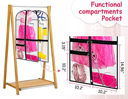 Clear Dance Costume Garment Bag for Dancers 3 Zippered Pockets Kids Embroiderable Competitions Bags, Clothes Cover for Girls Dress(3 Packs)