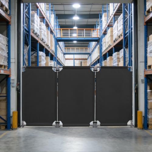 RELIANCER 3-Panel Safety Barricade,5.8FT Foldable Security Sign Barrier Gate,Safety Warning Barricade Fence,Traffic Barricades,Outdoor Crowd Control Barriers,Hazardous Area Driveway Isolation Gate - color: Black