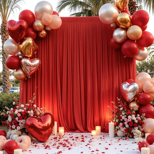 20ft x 10ft Red Wrinkle-Free Backdrop Curtains, Fabric Photo Drapes for Christmas Party Valentine’s Day New Year Patriotic Holidays 4th of July Birthday Photography Background - color: Red, size: 20FTx10FT (W5'xH10', 4 Panels)