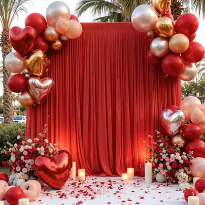 20ft x 10ft Red Wrinkle-Free Backdrop Curtains, Fabric Photo Drapes for Christmas Party Valentine’s Day New Year Patriotic Holidays 4th of July Birthday Photography Background - color: Red, size: 20FTx10FT (W5'xH10', 4 Panels)