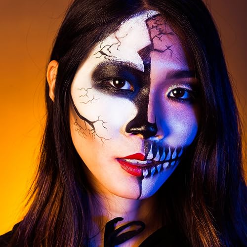 Bowitzki 30g Professional Face Paint Body Paint Water Based Face painting Makeup for Adults Split Cake Single Color (Black+White) - color: Black+White