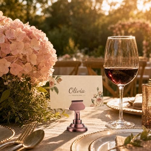 ERYTLLY 16 PK Place Card Holders 1.7 inches Table Card Holder Steel Card Holders for Weddings,Birthdays,Photos, Memo Notes, Restaurants (Antique Copper) - color: Antique Copper