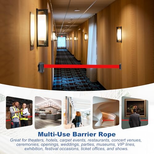 MECCANIXITY Fixed Wall Mount Retractable Belt Barrier, 9.84 ft Fixed Crowd Control Retractable Belts for Queue Black Yellow Diagonal Stripe Belt with Black ABS Case Pack of 4 - color: Black Yellow Stripe, size: 9.84 ft