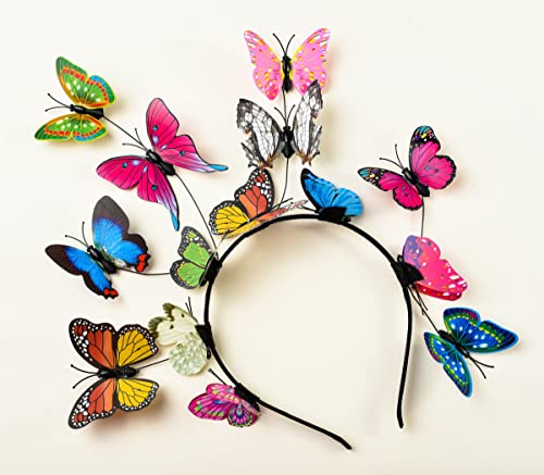 Zivyes Butterfly Fascinator Hats Women Monarch Tea Party Headband Alice in Wonderland Hat Derby Halloween Costume - color: B-0-colorful
