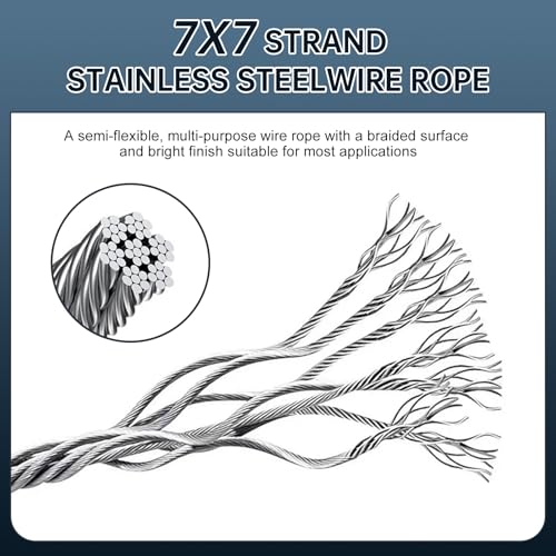 2-Pack 2ft Stainless Steel Safety Security Cables with 1/8" Diameter, Black - size: 1/8x2ft