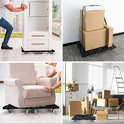 Nellyke Furniture Movers with Wheels, 2 Pack Large Furniture Dolly, 880 Lbs Capacity with 120in Rope, Connectable and Portable Dollies for Heavy Appliance, Black - color: Black/2 Pack-lar