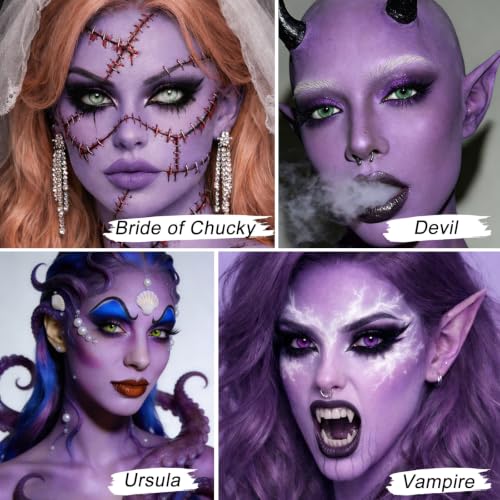 UCANBE Lilac Face Body Paint Makeup Foundation, Patel Purple Cream Greasepaint, Non-Toxic Goth Facepaint for Halloween Ursula Fairy Elf, Mystic Witch, Anime Skull SFX Makeup Costume Cosplay Parties - color: Lilac/Pastel Purple