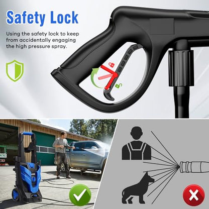 Pressure Washer, Power Washer with 4 Quick Connect Nozzles 1 Foam Cannon, High Pressure Cleaning Machine for Cars/Fences/Driveways/Patios/Farms/Home Cleaning(Light Blue) - color: Light Blue
