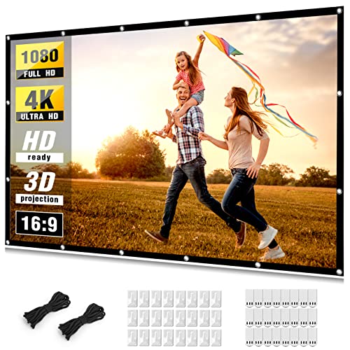 Projector Screen 150 inch, Taotique 4K Movie Projector Screen 16:9 HD Foldable and Portable Anti-Crease Indoor Outdoor Projection Double Sided Video Projector Screen for Home, Party, Office, Classroom - size: 150 inch