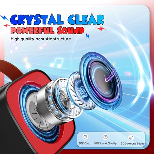 Cool Mini Karaoke Machine Toys: Kids Microphone Toys Birthday Gifts Age 3-12+ LED Portable Bluetooth Speaker with 2 Wireless Mic Gift Toy for 4 5 6 7 8 9 Years Old Girls Boys - color: Black