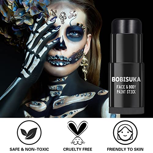 BOBISUKA Black Face Body Paint Stick, Eye Black Sticks for Sports Baseball Softball Football, Waterproof Eyeblack Painting Kit for Halloween Skeleton Skull SFX Cosplay Special Effects Costume Makeup - color: Black