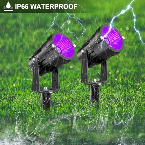 Landscape Lights Outdoor: Black Light Halloween LED Landscape Lighting for Tree Garden Yard Pathway Body Paint Fluorescent Poster | 110V UV Blacklight Spotlights | 4 Pack (UV Blacklight)