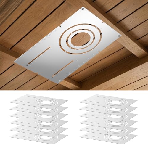 Amico 12 Pack 13 Inch New Construction Mounting Plate, Wafer Light Bracket | Round Hole 3/4/6 Inch Flat Galvanized Steel Wafer Light Rough in Plate for LED Recessed Lighting Housing - size: 13 Inch