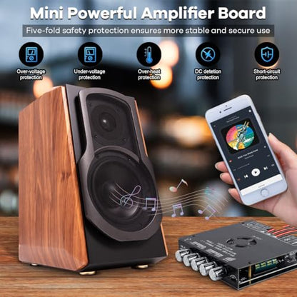 ZK-HT21 TDA7498E Bluetooth Amplifier Board 160W×2+220W Subwoofer 2.1 Channel Audio Receiver Power Amplifier Module with Treble and Bass Control for DIY Speakers - style: ZK-HT21
