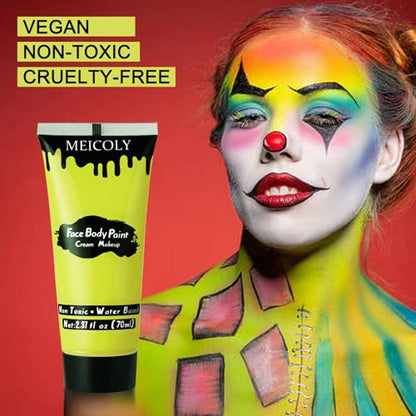 MEICOLY Ogre Green Face Body Paint,2.37OZ Large Tube Water Based Body Paint,Elphaba Green Face Paint,High Pigment Face Paint for Disgust Goblin Demon Halloween SFX Special Effects Cosplay Makeup - color: Ogre Green
