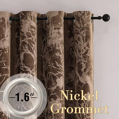 H.VERSAILTEX Velvet Birds and Lotus Curtains for Living Room 108"L, Caramel | Luxury Velvet, Room Darkening, Light Blocking, Noise Reducing, Thermal Insulated, Grommet Top, 52 X 108 Inch, 2 Panels - color: Lotus-caramel, size: 52"W x 108"L (Pack of 2)