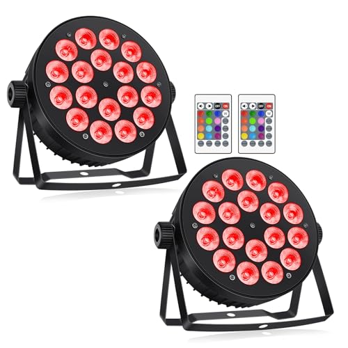 LED Par Lights DMX,90W RGBW 4IN1 LED Stage Par Lights Stage DJ Par Can Light Sound Activated Auto Play by Remote&DMX Control for Events Wedding Party DJ Stage Live Show 2 Pack