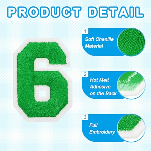 MECCANIXITY Iron on Number Patches 2" Number 6 Iron on Embroidered Patch Sew on Letter Stickers Applique for Repairing Clothing Jeans Shoes Hats DIY(Green, Pack of 9) - style: Number 6