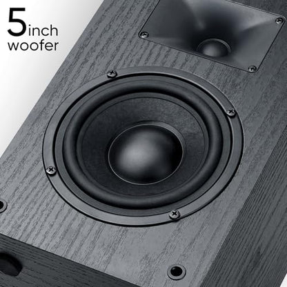 Saiyin 5" Woofer Passive Speaker, 40W x 2, 20mm Silk Dome Tweeter, 4 Ohm | Stereo Speakers with Enhanced Vocal Clarity, Passive Bookshelf Speakers for Home Audio, Receiver or Amplifier Required