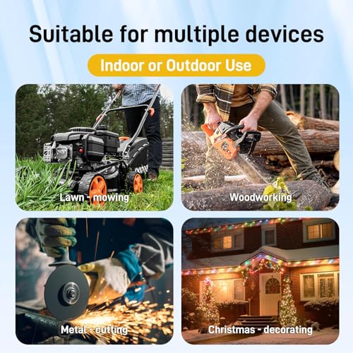 12FT 12/3 Heavy Duty 3-Outlet Lighted Outdoor Extension Cord ETL | 15A 1875W, pure copper SJTW waterproof -58°F to 140°F, lawn care, woodworking, metal cutting, barn, outdoor use, 3-prong