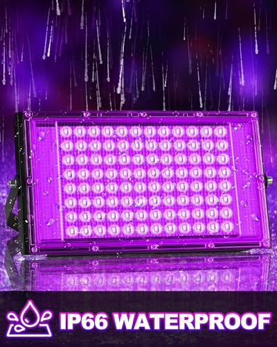 2 Pack 100W LED Black Light for Halloween, Waterproof Blacklight Glow Party | Neon Party, Birthday, IP66, Outdoor, Body Paint, Fluorescent Poster Tapestry, Bedroom, Classroom, 6ft Cord & Plug & Switch - style: 100W-2Pack